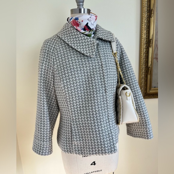 Anne Klein | Houndstooth Jacket three-quarter sleeves, buttonless front, Sz 12 - Picture 3 of 13